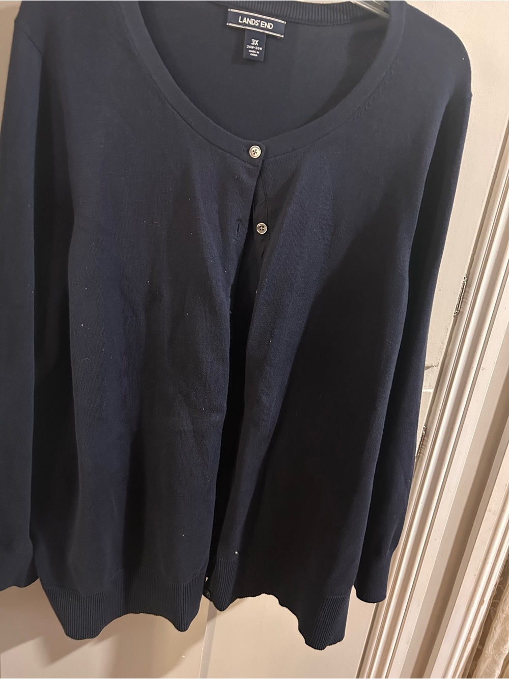 Lands' End Women's Navy Cardigan Sweater